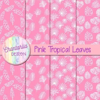 Free pink tropical leaves digital papers
