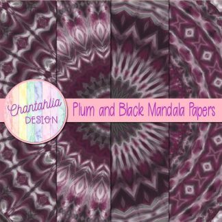 Free plum and black mandala digital papers