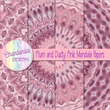 Free plum and dusty pink mandala digital papers