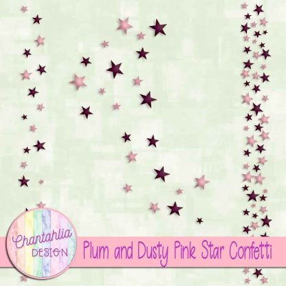 Free plum and dusty pink star confetti