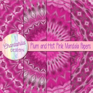Free plum and hot pink mandala digital papers