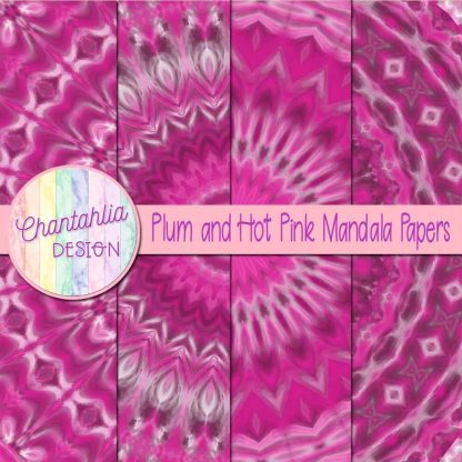 Free plum and hot pink mandala digital papers