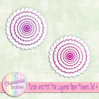 Free purple and hot pink layered paper flowers