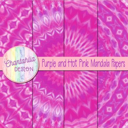 Free purple and hot pink mandala digital papers
