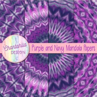 Free purple and navy mandala digital papers