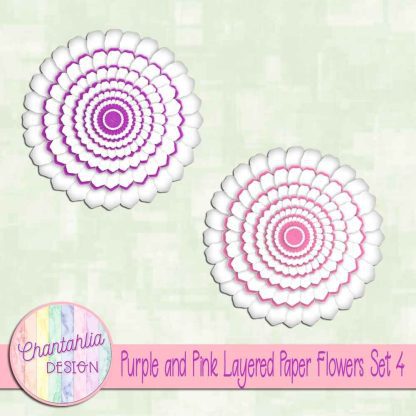 Free purple and pink layered paper flowers