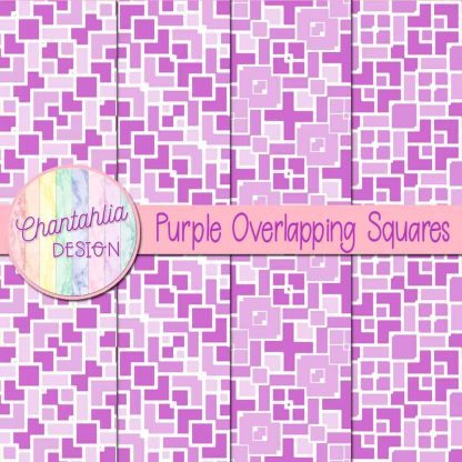 Free purple overlapping squares digital papers