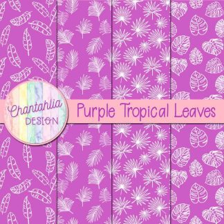 Free purple tropical leaves digital papers
