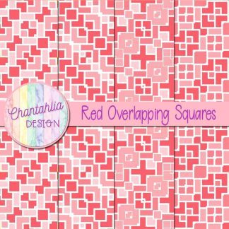 Free red overlapping squares digital papers