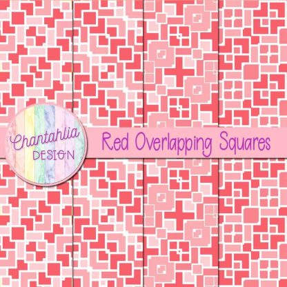 Free red overlapping squares digital papers