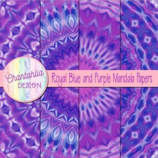 Free royal blue and purple mandala digital papers