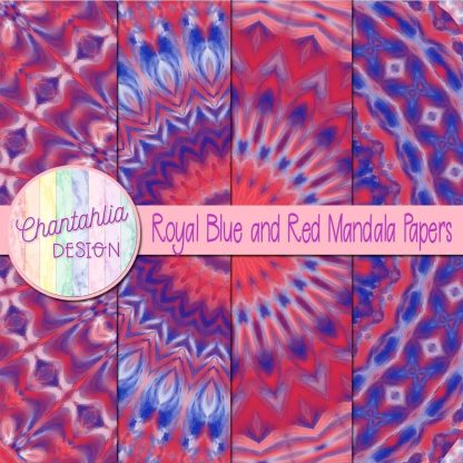 Free royal blue and red mandala digital papers