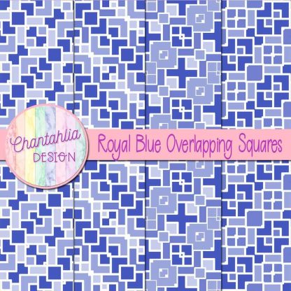 Free royal blue overlapping squares digital papers