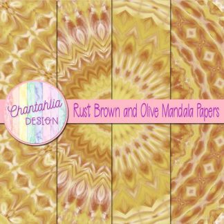 Free rust brown and olive mandala digital papers
