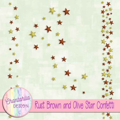 Free rust brown and olive star confetti