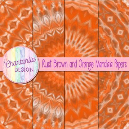 Free rust brown and orange mandala digital papers
