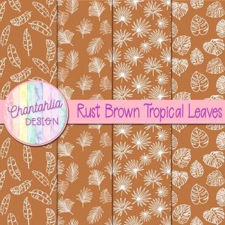 Free rust brown tropical leaves digital papers