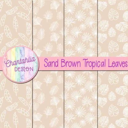 Free sand brown tropical leaves digital papers