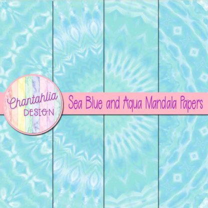 Free sea blue and aqua mandala digital papers