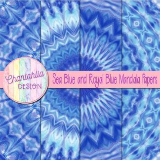 Free sea blue and royal blue mandala digital papers