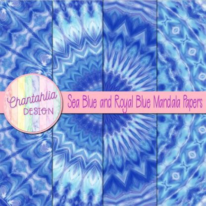 Free sea blue and royal blue mandala digital papers