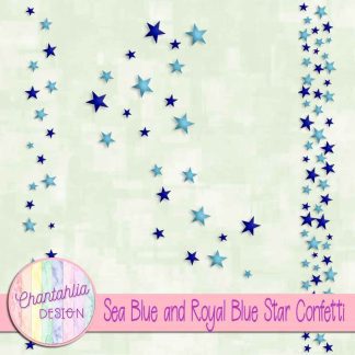 Free sea blue and royal blue star confetti