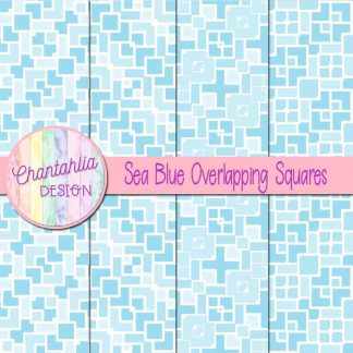 Free sea blue overlapping squares digital papers