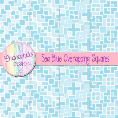 Free sea blue overlapping squares digital papers