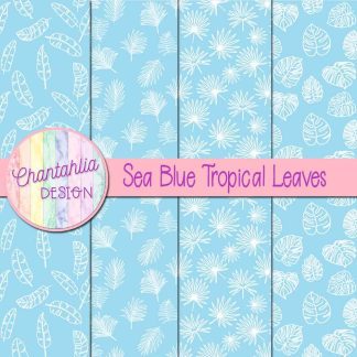 Free sea blue tropical leaves digital papers