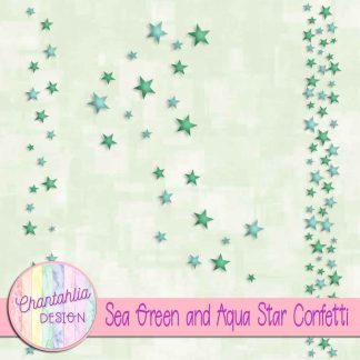 Free sea green and aqua star confetti