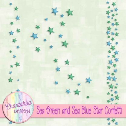 Free sea green and sea blue star confetti