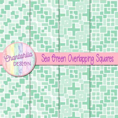 Free sea green overlapping squares digital papers