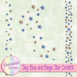 Free sky blue and beige star confetti