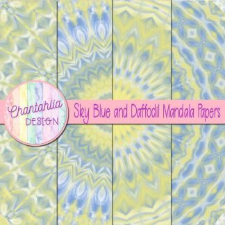Free sky blue and daffodil mandala digital papers