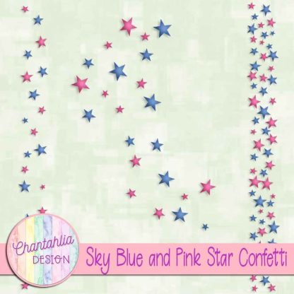 Free sky blue and pink star confetti