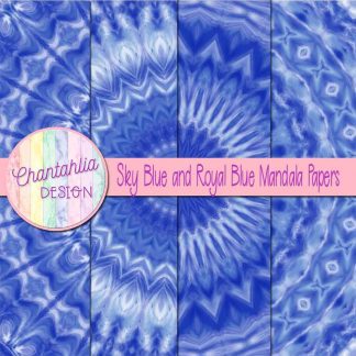 Free sky blue and royal blue mandala digital papers