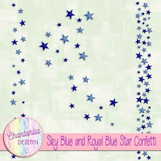 Free sky blue and royal blue star confetti