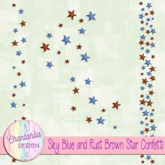 Free sky blue and rust brown star confetti