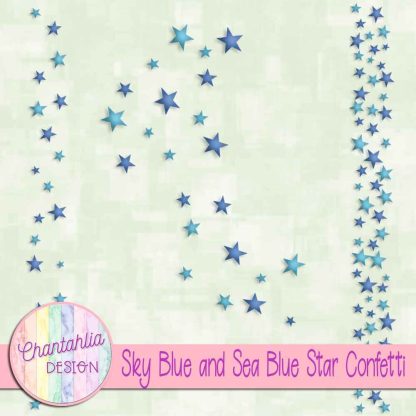 Free sky blue and sea blue star confetti