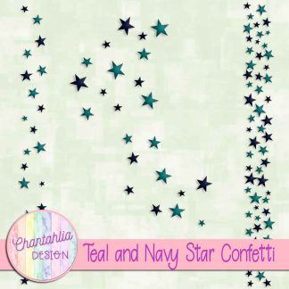 Free teal and navy star confetti