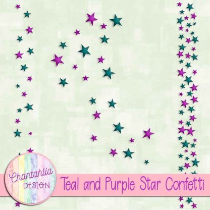 Free teal and purple star confetti