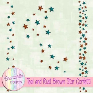 Free teal and rust brown star confetti