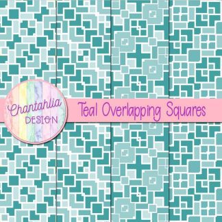 Free teal overlapping squares digital papers