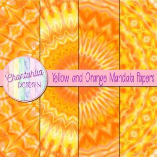 Free yellow and orange mandala digital papers