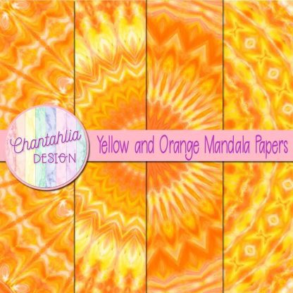 Free yellow and orange mandala digital papers