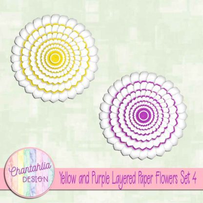 Free yellow and purple layered paper flowers