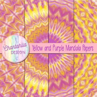 Free yellow and purple mandala digital papers