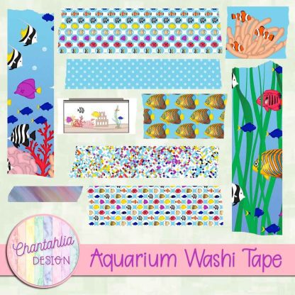 Free washi tape in an Aquarium theme