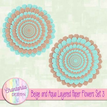 Free beige and aqua layered flowers