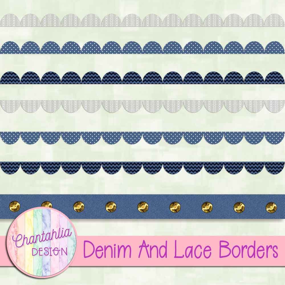 Free Washi Tape in a Denim and Lace Theme for Digital Scrapbooking